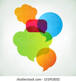 Colorful Vector Speech Bubbles With Gradient Mesh, Vector Illustration