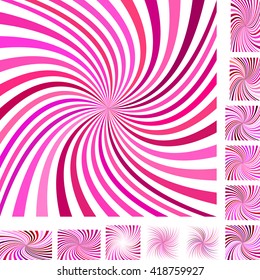 Colorful vector spiral design background set. Different color, gradient, screen, paper size versions.
