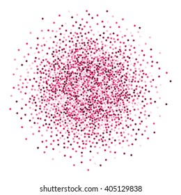 Colorful vector splash. Bright pink confetti. Round firework from stars.