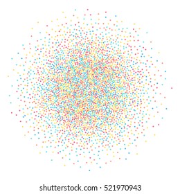 Colorful vector splash. Bright rainbow confetti. Round firework from circles.