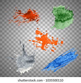 Colorful Vector Splashes - Blot, Stains Set. set splash color on transparent background