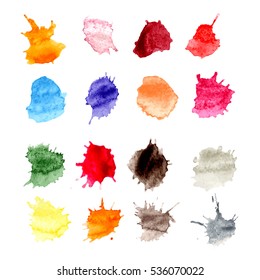 Colorful Vector Splashes - Blot, Stains Set. set splash color
