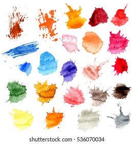 Colorful Vector Splashes - Blot, Stains Set. set splash color. Paint splat set.Paint splashes set for design use.Abstract vector illustration.