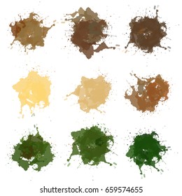 Colorful vector splashes - blot. Stains set. Paint splat set. Paint splashes set for design use. Abstract vector illustration.
