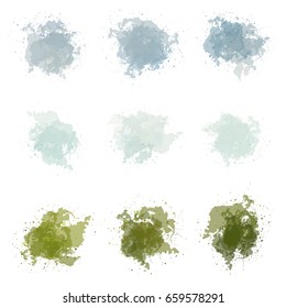 Colorful vector splashes - blot. Stains set. Paint splat set. Paint splashes set for design use. Abstract vector illustration.
