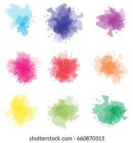 Colorful vector splashes - blot. Stains set. Paint splat set. Paint splashes set for design use. Abstract vector illustration.