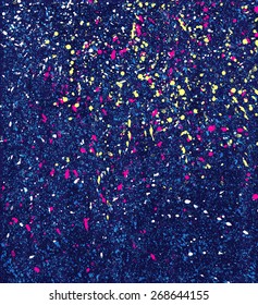 Colorful vector splatters on a blue background