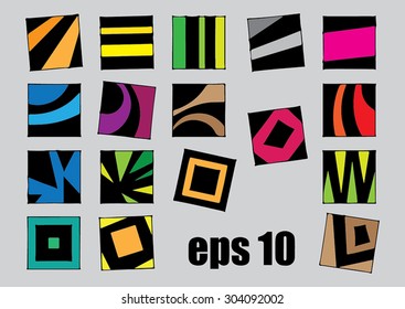 Colorful vector squares with abstract design.