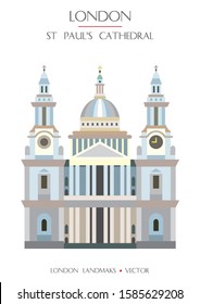 Colorful vector St Paul's Cathedral, famous landmark of London, England. Vector illustration isolated on white background. Stock illustration