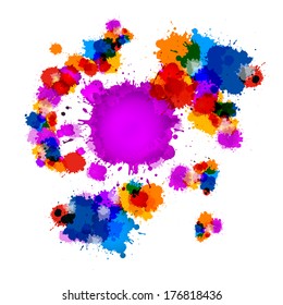 Colorful Vector Stains, Blots, Splashes Background 