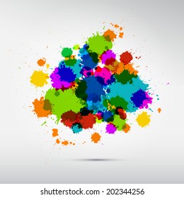 Colorful Vector Stains, Blots, Splashes Background 
