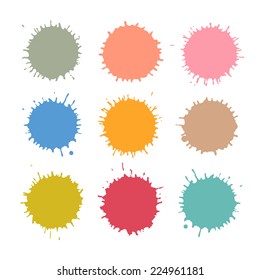 Colorful  Vector Stains, Blots, Splashes Set
