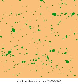 Colorful Vector Stains, Blots, Splashes Set. Yellow on blue colorful paint drops texture. Freehand acrylic splash backdrop. Vector illustration.