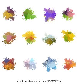 Colorful vector stains, blots, splashes set.