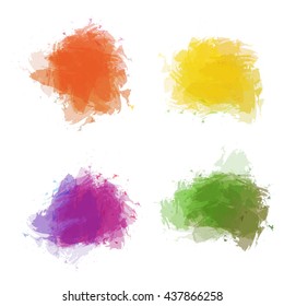 Colorful vector stains, blots, splashes set.