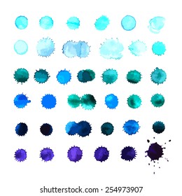 colorful vector stains set. blots, paint splashes