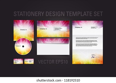 Colorful vector stationery design template set