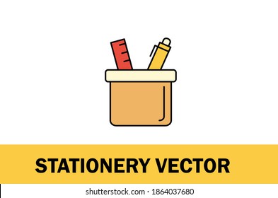 Colorful vector of stationery icon. Isolated on white background. For Designer.