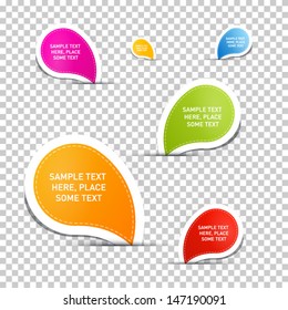 Pegatinas vectoriales coloridas sobre fondo transparente