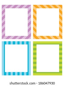 Colorful vector striped invitation temple and frame set