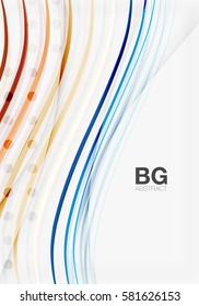 Bandas vectoriales coloridas sobre gris. Tecnología moderna o fondo abstracto de la web de negocios