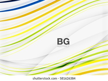 Farbige Vektorstreifen auf Grau. Moderne Technologie oder abstrakter Business-Web-Hintergrund