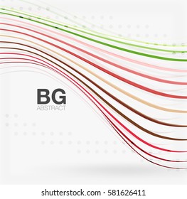 Colorful vector stripes on grey. Modern technology or business web abstract background