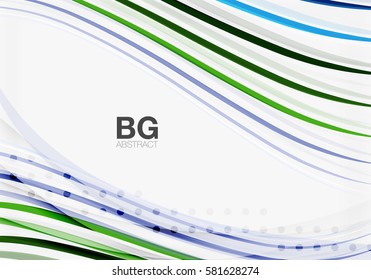 Bandas vectoriales coloridas sobre gris. Tecnología moderna o fondo abstracto de la web de negocios