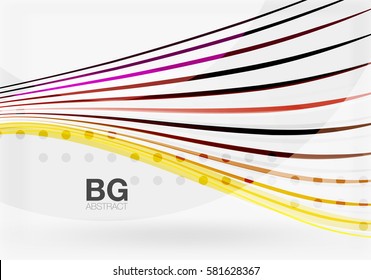 Colorful vector stripes on grey. Modern technology or business web abstract background