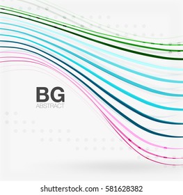 Colorful vector stripes on grey. Modern technology or business web abstract background