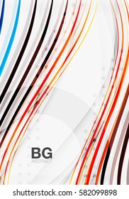 Colorful vector stripes on grey. Modern technology or business web abstract background