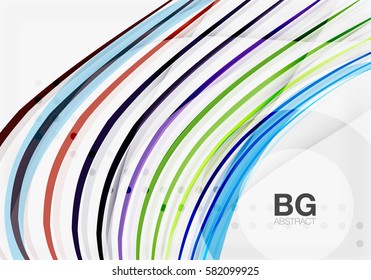 Colorful vector stripes on grey. Modern technology or business web abstract background