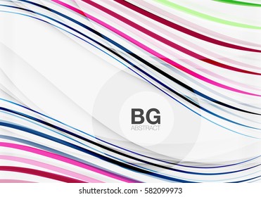 Colorful vector stripes on grey. Modern technology or business web abstract background