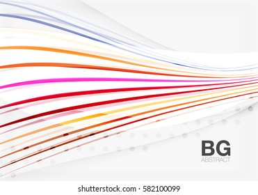 Colorful vector stripes on grey. Modern technology or business web abstract background