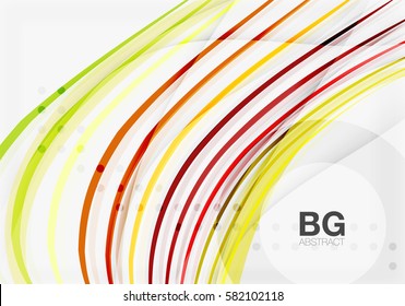 Bandas vectoriales coloridas sobre gris. Tecnología moderna o fondo abstracto de la web de negocios