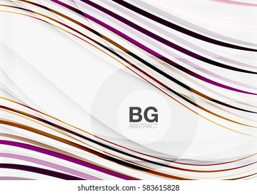 Colorful vector stripes on grey. Modern technology or business web abstract background