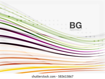 Colorful vector stripes on grey. Modern technology or business web abstract background