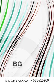 Colorful vector stripes on grey. Modern technology or business web abstract background