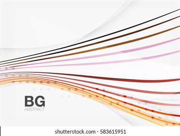 Colorful vector stripes on grey. Modern technology or business web abstract background