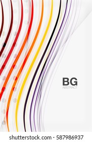 Bandas vectoriales coloridas sobre gris. Tecnología moderna o fondo abstracto de la web de negocios