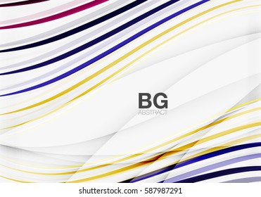 Colorful vector stripes on grey. Modern technology or business web abstract background