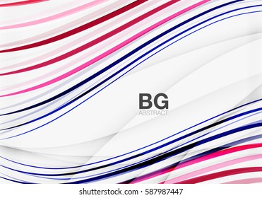 Colorful vector stripes on grey. Modern technology or business web abstract background