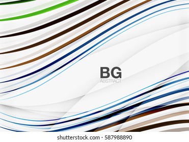 Colorful vector stripes on grey. Modern technology or business web abstract background