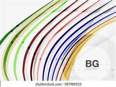 Colorful vector stripes on grey. Modern technology or business web abstract background