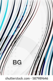Bandas vectoriales coloridas sobre gris. Tecnología moderna o fondo abstracto de la web de negocios