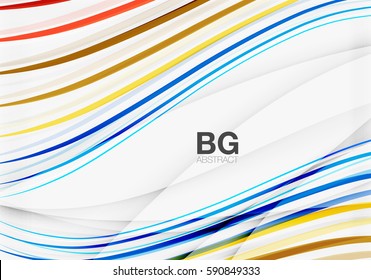 Farbige Vektorstreifen auf Grau. Moderne Technologie oder abstrakter Business-Web-Hintergrund