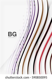 Colorful vector stripes on grey. Modern technology or business web abstract background