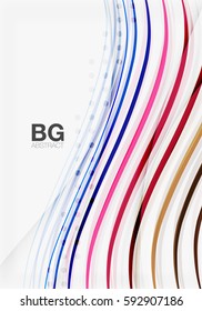 Colorful vector stripes on grey. Modern technology or business web abstract background