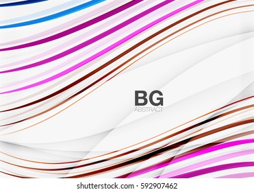 Colorful vector stripes on grey. Modern technology or business web abstract background