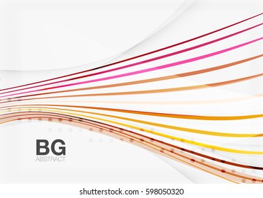 Colorful vector stripes on grey. Modern technology or business web abstract background